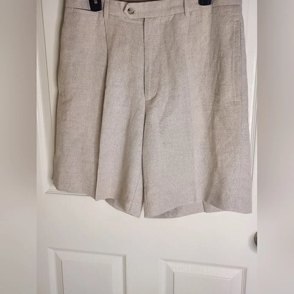 Cutter&Buck 34 Beige LINEN Blend Pockets BeltLoops Women’s Shorts